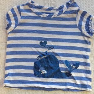 8/15 Blue striped sparkly whale t-shirt